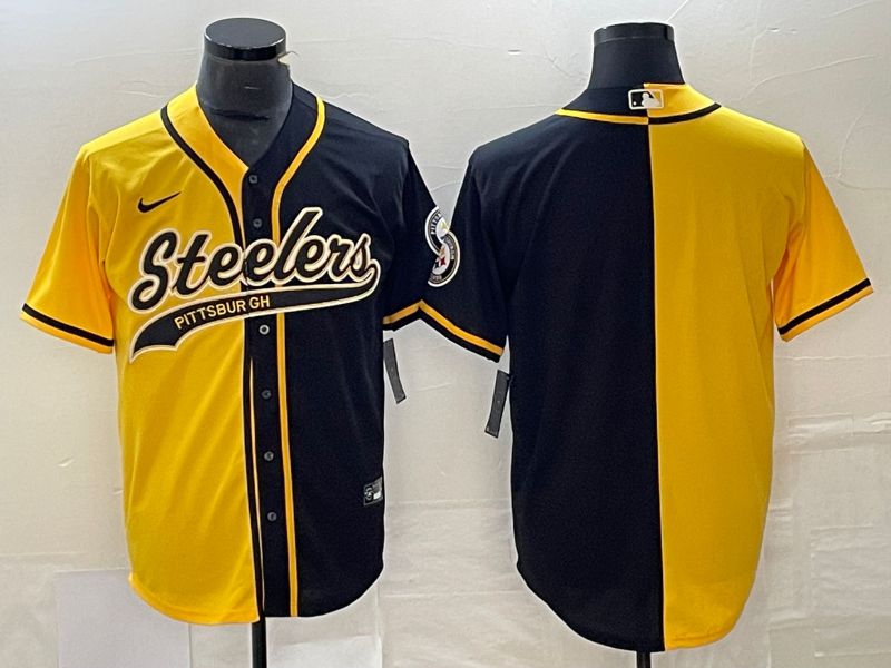 Men Pittsburgh Steelers Blank Yellow black Co Branding Nike Game NFL Jersey style 1->detroit tigers->MLB Jersey